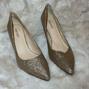 Nine West gold glitter heels